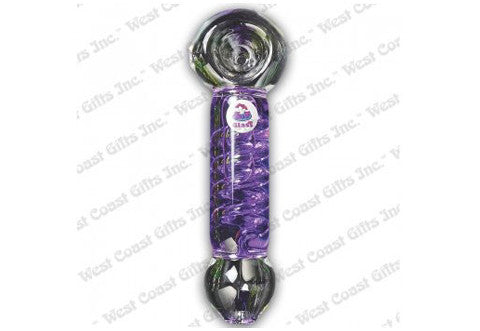 Lit Glass Purple Sparkle Freezer Coil Hand Pipe