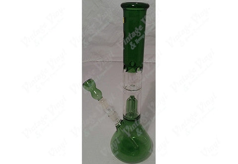 17.5" Tall Straight Tube w/ Tree Perculator and Splash Guard and Ice Catcher and Glass on Glass Bowl