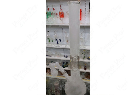 20" Tall Frosted Straight Tube w/ Clear Tree Perculator and Ice Catcher and Glass on Glass Ashcatcher Bowl
