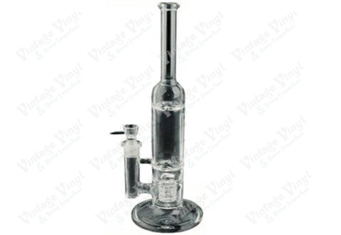 Red Eye Tek 15" Tall 5MM Thick Blue Sleek Stemless Tube w/ Barrel Perc, Double Turbines