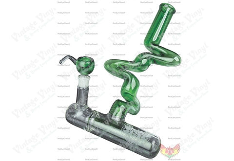 Red Eye Glass 13"  Long GREEN Glass-on-Glass 3-Arm Ziggy w/ In-Line Perculator