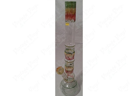 22.5" Clear Rasta Striped Straight Tube w/ Glass on Glass Bowl