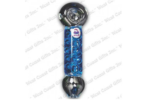 Lit Glass Blue Glow Freezer Coil Hand Pipe