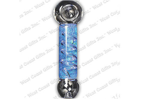 Lit Glass Teal Sparkle Freezer Coil Hand Pipe
