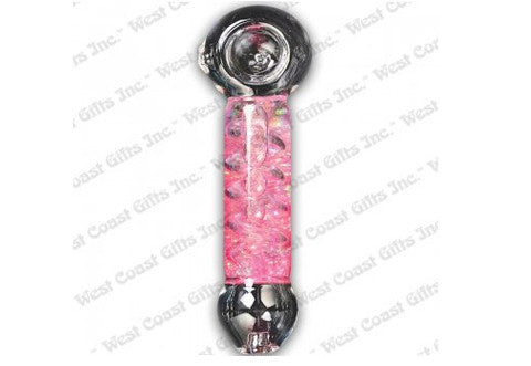 Lit Glass Pink Sparkle Freezer Coil Hand Pipe
