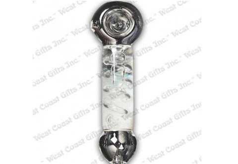 Lit Glass White Sparkle Freezer Coil Hand Pipe