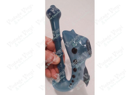 Custom Clear Blue and Black Hand Pipe