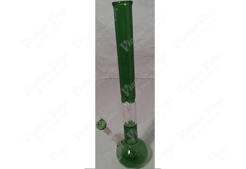 22.5" Tall Green Large Straight Tube Clear Percolator w/ Ice Catcher and Glass on Glass Bowl