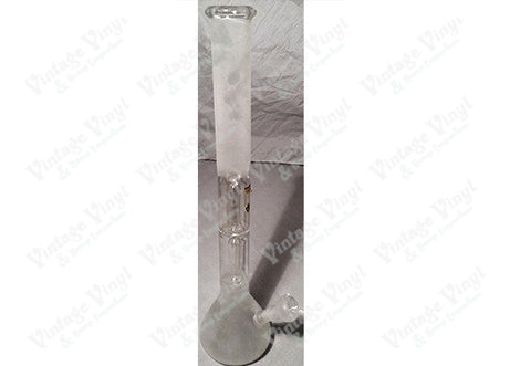 22.5" Tall Frosted Straight Tube w/ Double Dome Perculators and Ice Catcher and Glass on Glass Bowl