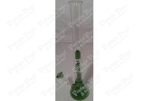 Green Triple Tree Tall Tube w/ Ice Catcher and Glass on Glass Bowl