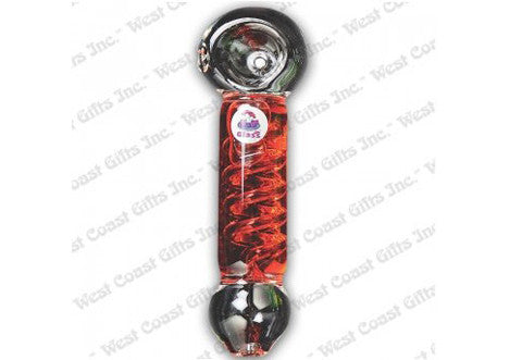 Lit Glass Red Sparkle Freezer Coil Hand Pipe